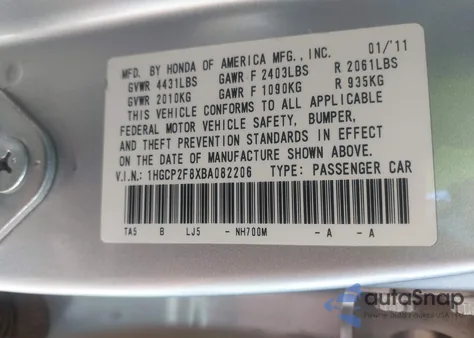 2011 Honda Accord 2.4 Ex-L z USA, uszkodzony, nr VIN 1HGCP2F8XBA082206